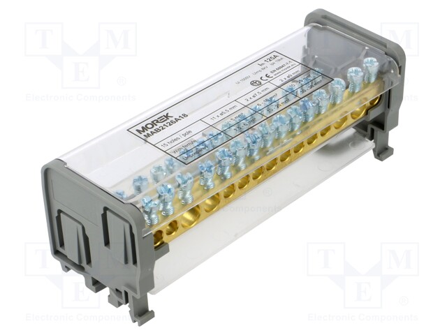 Splice terminal: distribution block; ways: 2; terminals: 30; grey