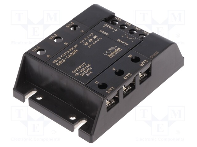 Relay: solid state; Ucntrl: 4÷30VDC; 30A; 48÷480VAC; 3-phase