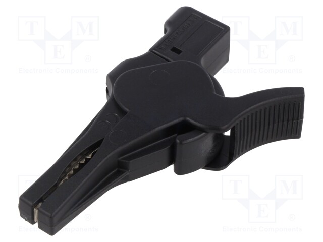 Crocodile clip; 32A; black; Grip capac: max.34mm; Socket size: 4mm
