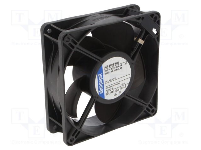 Fan: AC; axial; 230VAC; 120x120x38mm; 175m3/h; 43dBA; ball bearing