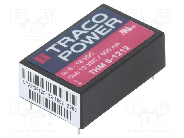 Converter: DC/DC; 6W; Uin: 9÷18V; 12VDC; Iout: 500mA; DIP24; 14g