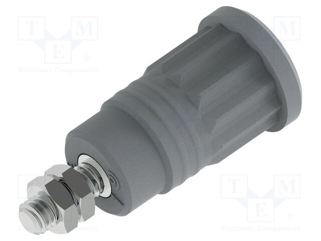 Connector: 4mm banana; socket; 36A; grey; nickel plated; M4; 34mm