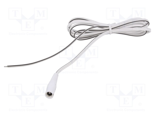 Cable; wires,DC 5,5/2,5 socket; straight; 0.5mm2; white; 0.5m