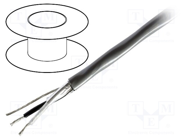 Wire; 1x2x18AWG; stranded; Cu; Al-PET foil; LSZH; chrome; 152m; 300V