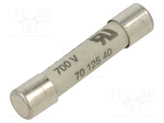 Fuse: fuse; ultra rapid; 100mA; 700VAC; ceramic,cylindrical; brass