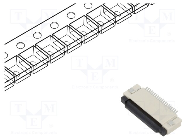 Connector: FFC (FPC); horizontal; PIN: 20; ZIF; SMT; 50V; 0.4A; H: 2mm