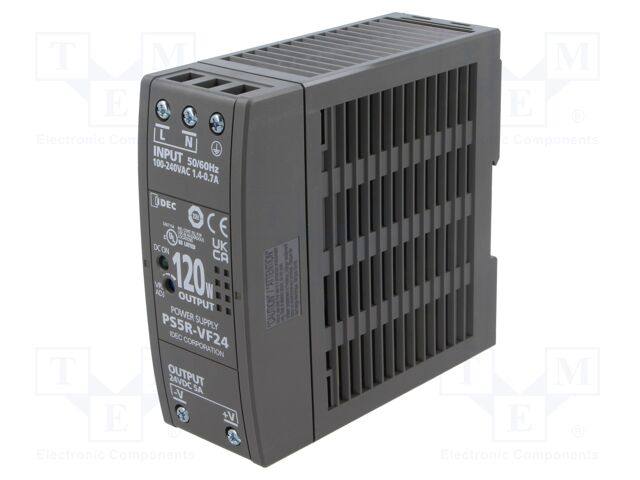Power supply: switched-mode; 120W; 24VDC; 5A; Mounting: DIN; OUT: 1