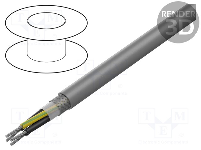 Wire; F-CY-JZ; 4G1mm2; tinned copper braid; PVC; grey; 300/500V