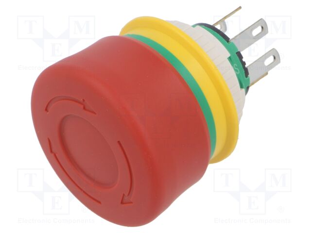 Switch: emergency stop; 16mm; Stabl.pos: 2; NC + NO; red; IP65; XA