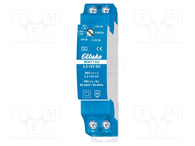 Power supply: switching; for DIN rail mounting; 88÷264VAC; 86%