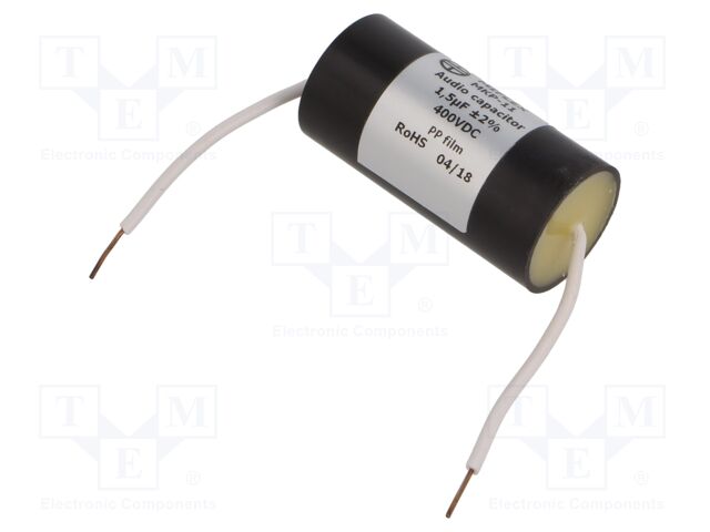 Capacitor: polypropylene; 1.5uF; 400VDC; ±2%; Ø25x51mm; THT; 0.003