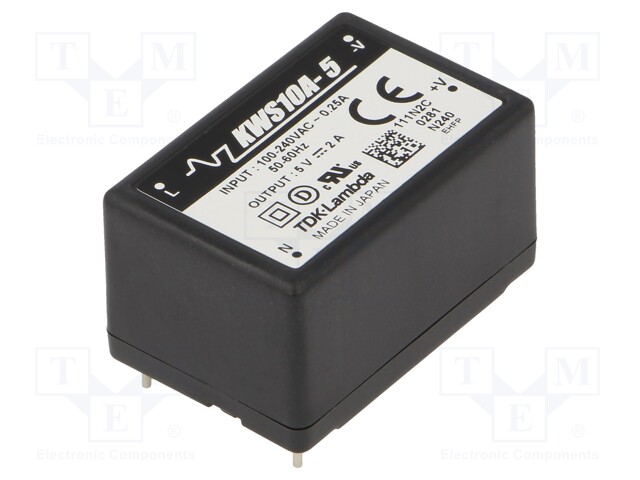 Converter: AC/DC; 10W; Uout: 5VDC; Iout: 2A; 76÷77%; Mounting: THT