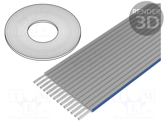 Wire: ribbon; 1.27mm; stranded; Cu; 14x28AWG; unshielded; grey