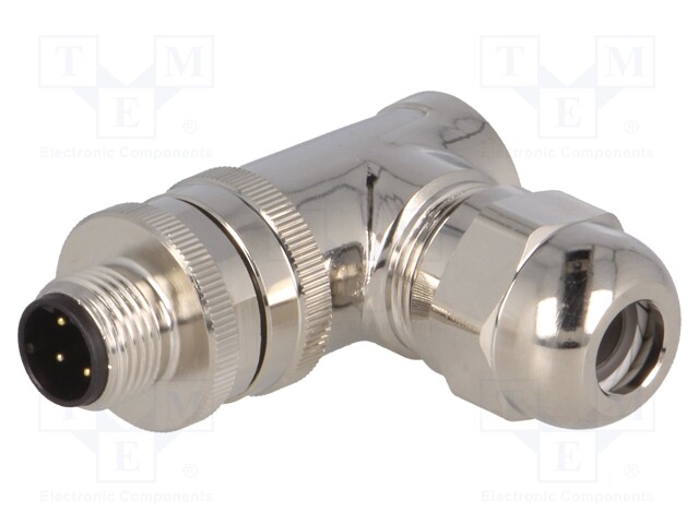 Plug; M12; PIN: 4; male; D code-Ethernet; for cable; screw terminal