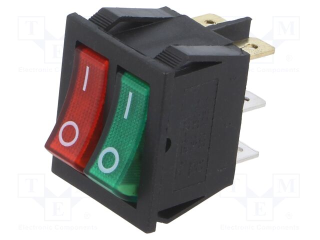 ROCKER; SPST x2; Pos: 4; ON-OFF + ON-OFF; 15A/250VAC; 35A/12VDC