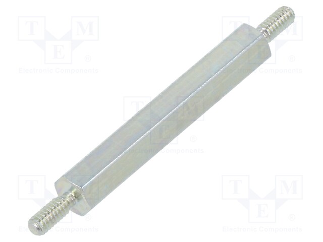 Screwed spacer sleeve; 25mm; Ext.thread: M2; hexagonal; steel