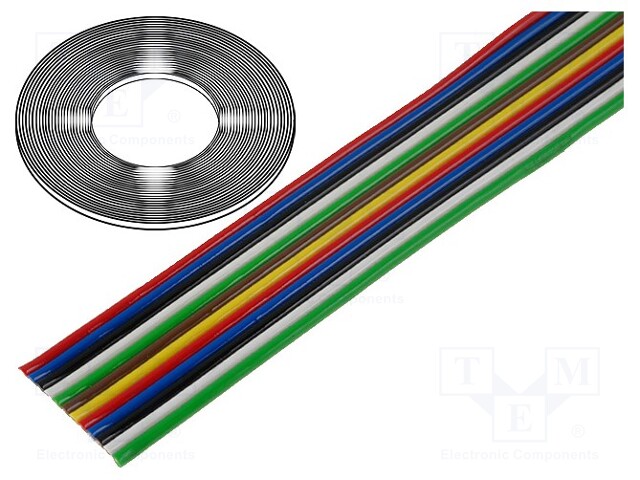 Wire: ribbon; stranded; Cu; 12x0,5mm2; unshielded; PVC; 500V; 50m