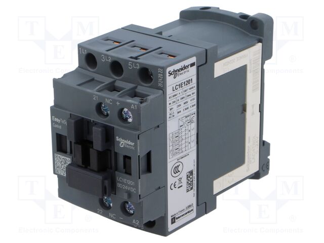 Contactor: 3-pole; NO x3; Auxiliary contacts: NC; 24VDC; 12A; 690V