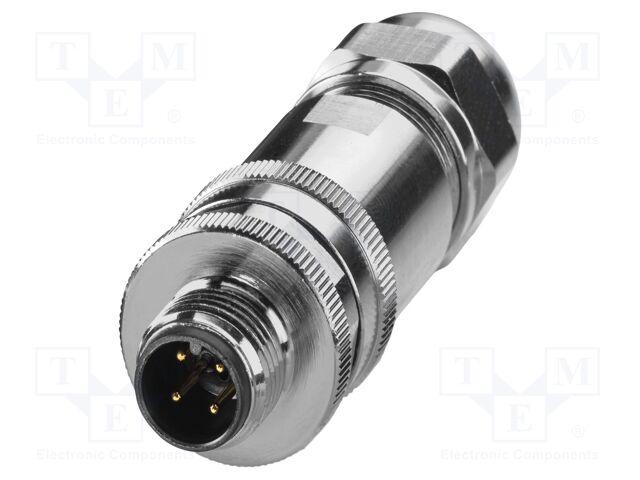 Connector: M12; plug; PIN: 4; 48V; straight; IP67; screw terminal
