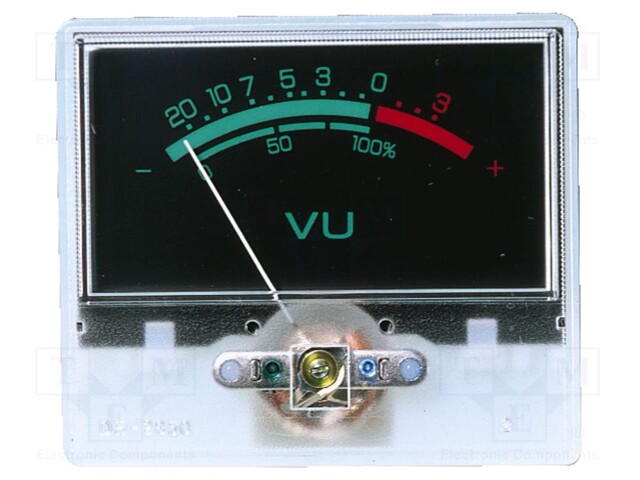 Meter: VU meter; on panel; mounting; 55x47.5x23.5mm; 250uA; 750Ω