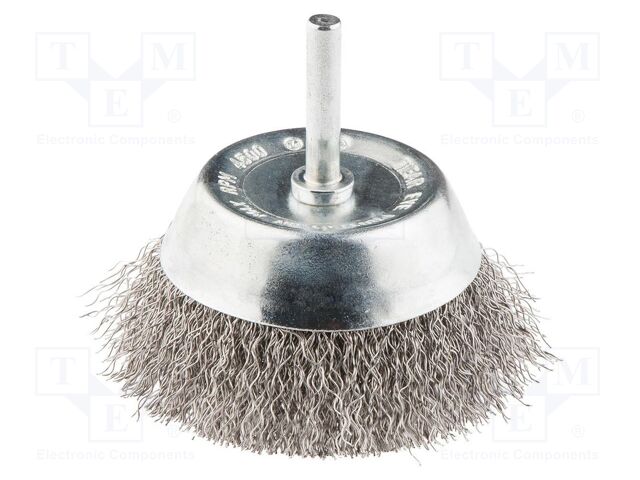 Cup brush; 75mm; Ø: 6.25mm; steel,acid resistant steel