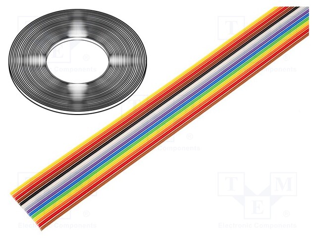 Wire: ribbon; 1.27mm; stranded; Cu; 14x28AWG; unshielded; PVC; 300V