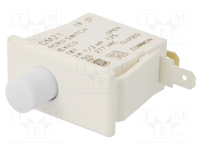 Switch: door; Pos: 2; SPDT; 10A/125VAC; white; Cutout: 28.4x14mm