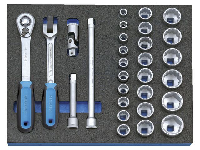 Wrench-set; rattle,socket spanner; 1/2"; 29pcs.