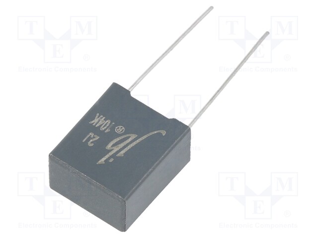 Capacitor: polyester; 100nF; 630VDC; Pitch: 10mm; ±10%; 13x8x16mm