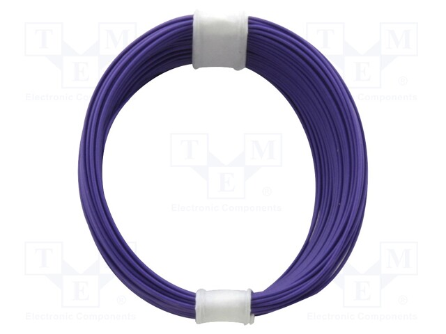 Wire; stranded; Cu; 1x0,04mm2; PVC; violet; 60V; -5÷85°C; 10m
