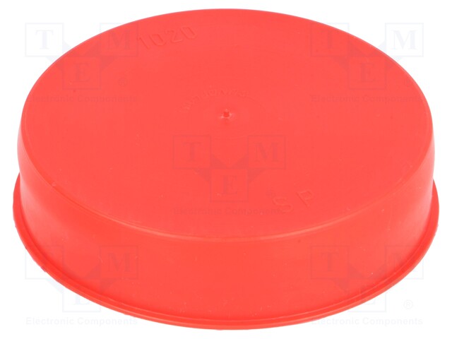 Plugs; Body: red; Out.diam: 103.3mm; H: 23mm; Mat: LDPE; Shape: round