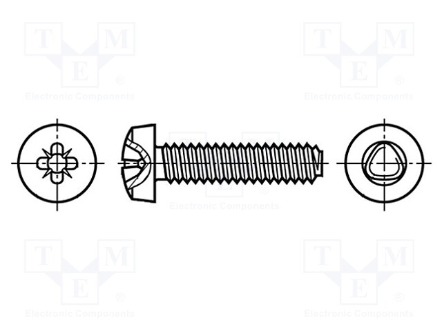 Screw; 2,5x6; Head: cheese head; Pozidriv; A2 stainless steel