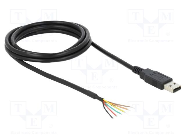 Cable; USB 2.0; wires,USB A plug; 1.8m; black; 26AWG