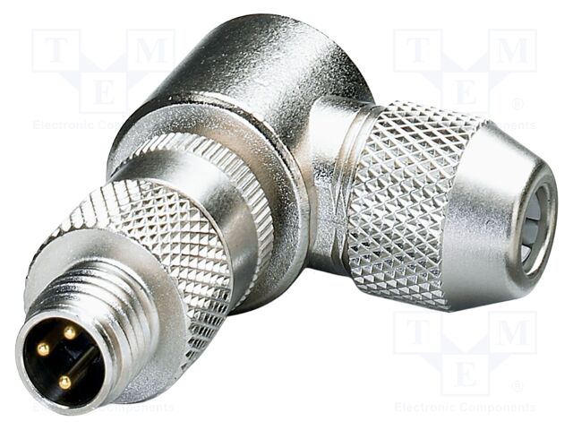 Connector: M8; PIN: 3; 4A; 48V; IP67; angled; shielded; plug