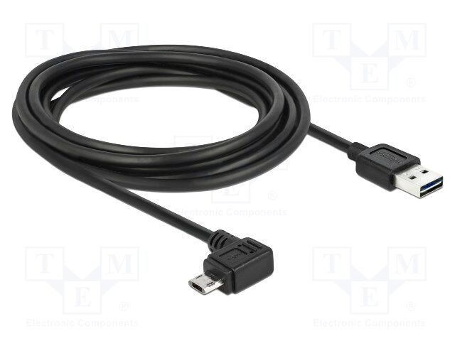 Cable; USB 2.0; gold-plated; 3m; black; 24AWG,28AWG; 480Mbps
