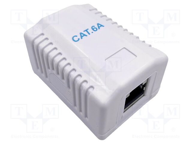 Wall socket; white; Cat: 6a; RJ45 socket; wall mount; 53x40x30mm