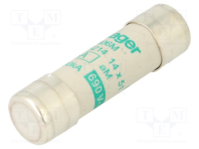 Fuse: fuse; aM; 6A; 690VAC; cylindrical,industrial; 14x51mm