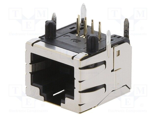 Socket; RJ45; PIN: 8; gold-plated; Layout: 8p8c; on PCBs; THT