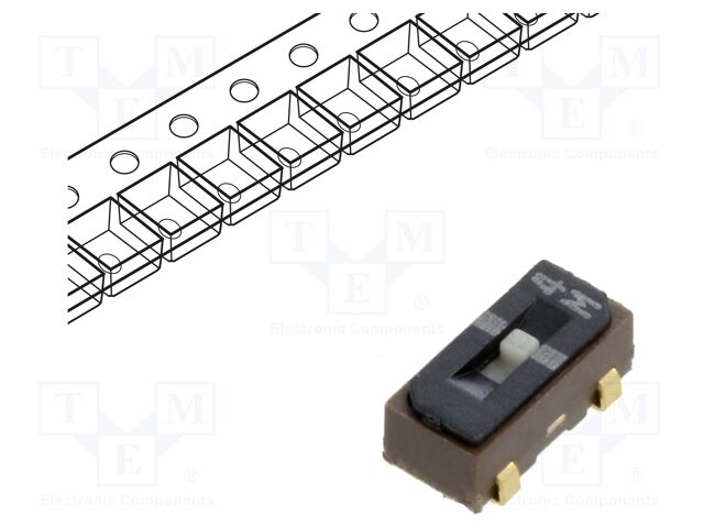 Switch: slide; Pos: 2; SPDT; 0.1A/6VDC; ON-ON; SMT; Leads: J-Bend