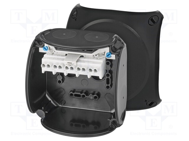 Enclosure: junction box; X: 104mm; Y: 107mm; Z: 70mm; IP66; black