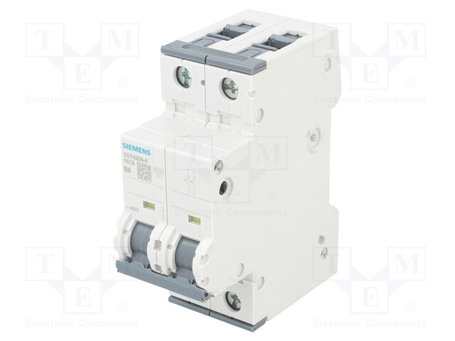 Circuit breaker; 230/400VAC; Inom: 6A; Poles: 2; DIN; Charact: B