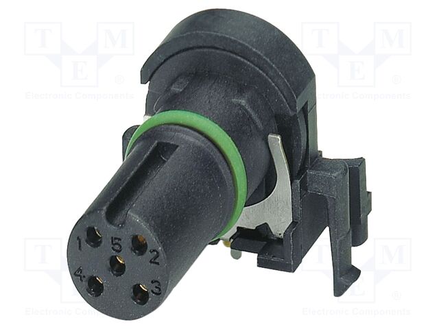 Connector: M12; contact insert; PIN: 5; 60V; angled; IP67; THT; 4A