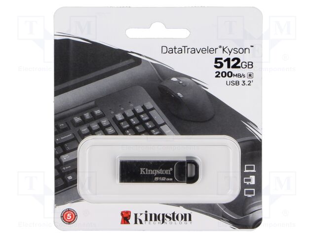 Pendrive; USB 3.2 Gen 1; 512GB; R: 200MB/s; W: 60MB/s; silver; USB A