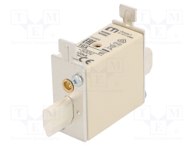 Fuse: fuse; gG; 16A; 500VAC; ceramic,industrial; NH000; WT-NH