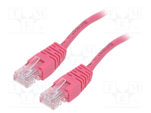 Patch cord; U/UTP; 5e; stranded; CCA; PVC; pink; Len: 2m; 26AWG