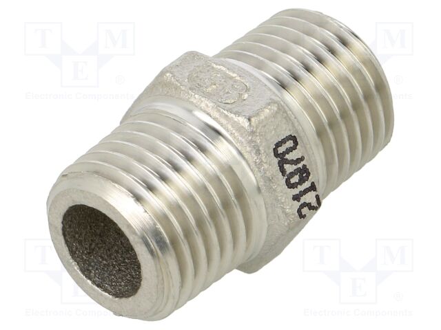 Male-male; max.10.5bar; 1.4408 stainless steel; Thread: G 1/4"