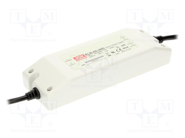Power supply: switching; LED; 62.5W; 48VDC; 1.3A; 90÷264VAC; IP64