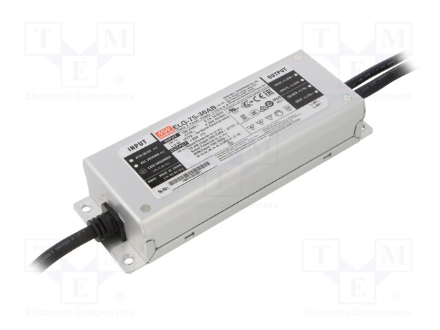 Power supply: switched-mode; LED; 75.6W; 36VDC; 32.4÷39.6VDC; IP65