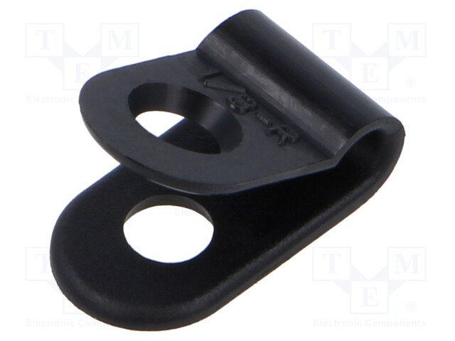 Fixing clamp; 3.2mm; polyamide; black; Cable P-clips