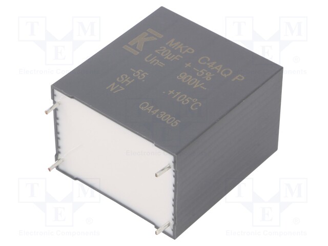 Capacitor: polypropylene; DC-Link; 20uF; ESR: 4.3mΩ; THT; ±5%; 21.2A